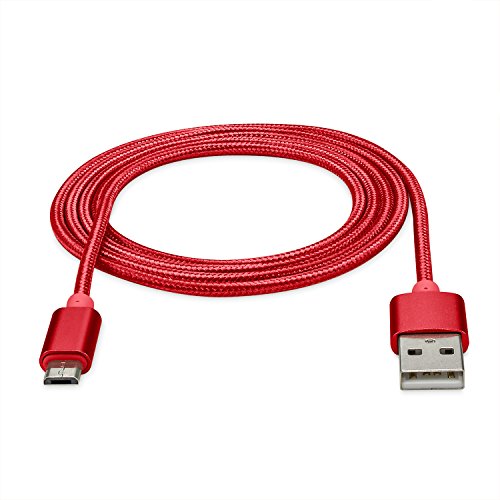 rocabo 1259 1,2 m Premium  Cable Micro USB a USB Sincronización de Cable  Nailon Abrigo  para Smartphones, Teléfono móvil, e-Reader, Reproductor de mp3 y Muchos más Rojo