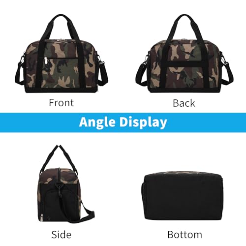 Image of Apenze Small Gym Bag 14 inch lightweight Carry On Mini Duffel Bag with Shoe Compartment for Travel Sport - Camouflage