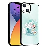 Cute Phone Case for iPhone 13 Pro Cartoon Rabbits Floral Cup Phone Case Cute Rabbit Phone Case for G