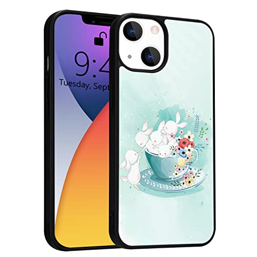 Cute Phone Case For Iphone 13 Pro Cartoon Rabbits Floral Cup Phone Case Cute Rabbit Phone Case For Girls Women #TOP23