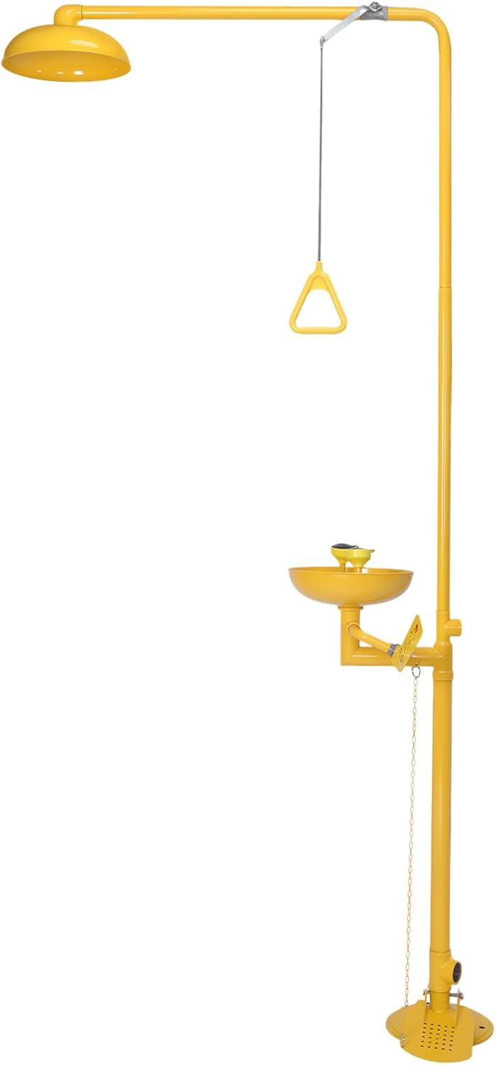 Generic Emergency Eye Wash & Shower Equipment 304 Stainless Steel Integrated Eyewash and Shower System with Emergency Sign NPT Thread for Industrial Lab Use