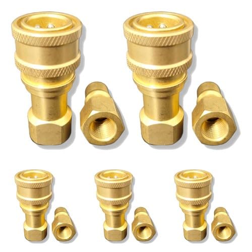 5 set di accoppiatori a sgancio rapido in ottone da 0,6 cm con otturatore in acciaio inossidabile e doppia guarnizione O-Ring per la pulizia di tappeti e tubi flessibili