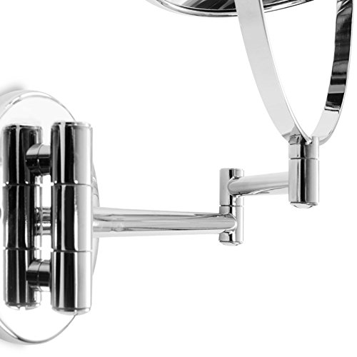 casa pura® Wall Mounted Cosmetic Mirror, 18.5 cm Diameter, 10x Magnification | 3 Magnification Options Available