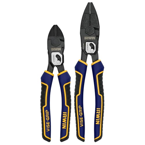 IRWIN POWERSLOT Pliers, High Leverage Lineman's 9.5 and Diagonal 8, 2 Pack (IWHT84006)