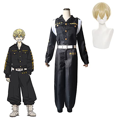 Wsoudmad 東京卍リベンジャーズ 松野千冬 コスプレ 衣装 刺繡スタイル ウィッグ付き 東京卍會 壱番隊副隊長 まつのちふゆ コスプレ 特攻服 隊服 コスチューム アニメ 祭り ハロウィン クリスマス 仮装