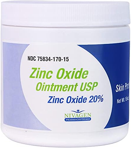 Nivagen Zinc Oxide Ointment USP 20% | For Diaper Rash, Chafed Skin, Protects From Wetness, Relief From Poison Ivy, Poison Oak, & Poison Sumac | 15oz Jar Of Zinc Oxide