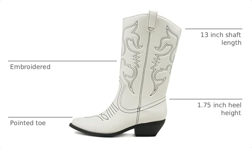 Image of Soda RENO ~ Women Western Cowboy Stitched Pointe Toe Low Heel Ankle Mid Shaft Fashion Boots