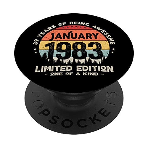 Regalo 39 años Cumpleaños Hombre Mujer - Enero 1983 PopSockets PopGrip Intercambiable
