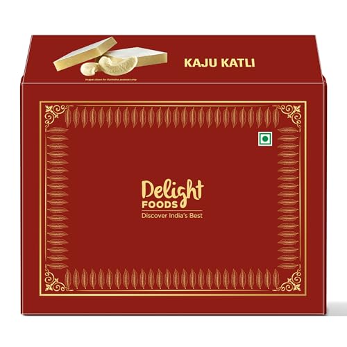 Delight Foods Kaju Katli (Katri | Barfi) 500g | Authentic & Fresh | Traditional Indian Sweet Made with Cashew Nuts | Festive Gift Pack (Regular)