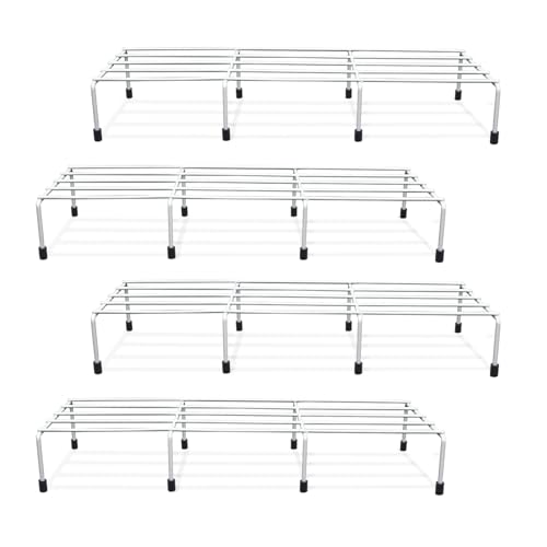 BonKaso Premium Rectangular Anti-Rust Metal Plant Stand Set (Pack of 4) - Stylish White Stands for Indoor, Outdoor, and Balcony Use