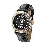 Brosway Dolls Watch for Men | Black Leather Strap | Rose Gold PVD Dial w/Swarovski Crystals