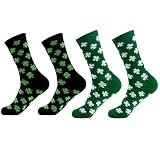 UTOWO St. Patrick's Day Socks 2 Pairs Mens Novelty Black Green Shamrock Socks Irish Green Shamrock Dress Socks