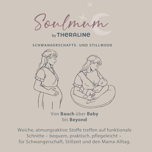 Soulmum Sukienka do karmienia – miękka sukienka do karmienia z bambusowego dżerseju i bawełny ekologicznej – przyjazna dla karmienia sukienka ciążowa na okres ciąży i karmienia piersią – moda ciążowa