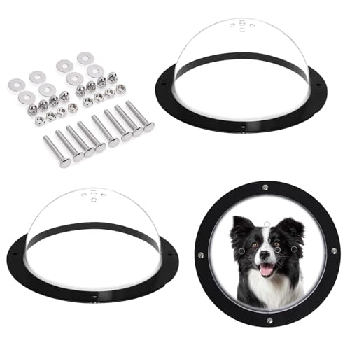 Hedday Dog Fence Window,12.4’ Acrylic Clear Pet Dome View with Air Holes Playground Doggie Wood Fence Window Bubble Peek Window for Dog and Cats Deep 4.7 Inch(XL)
