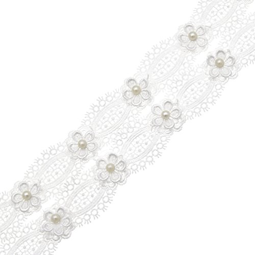 YNuth Nastro Merletto Pizzo Fiore con Perle Ricamo...