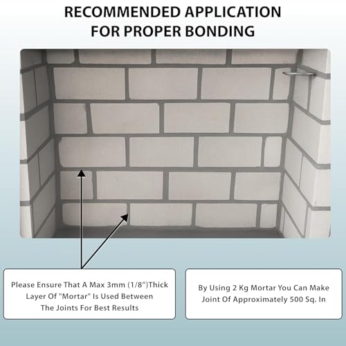 Image of Refractory Mortar 2 Kg - High Heat Mortar Mix Furnace Cement - 2700F (1500C) Rated - High Temperature Pre Mixed Refractory Cement for Binding Insulating Bricks in Furnace & Kiln -Grey Color