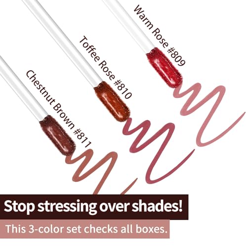 Image of 3Pcs Lip Stain Peel Off Set with Tweezer, Peel Off lip Liner Stain Long Lasting Waterproof, Matte Lip Tattoo Tint Transfer Proof, Highly Pigmented Color Lip Makeup(#809+810+811)