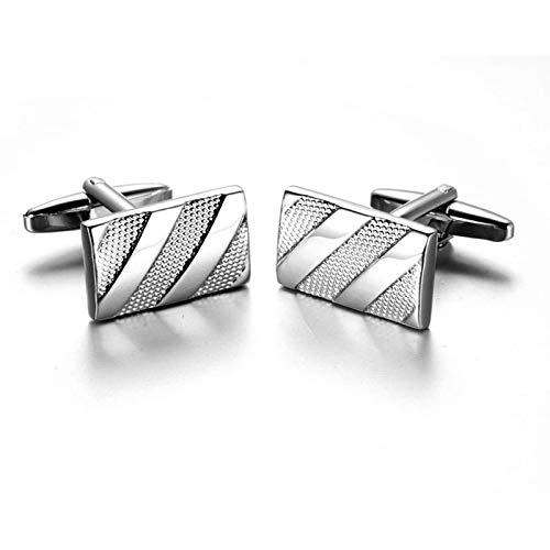 Mancuernillas para Hombre KnBoB Plata Diseño Rayas y Puntos miniatura 3