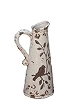 Your Heart's Delight Birds 'n Branches Pottery Pitcher, 13 by 4-3/4-Inch, White