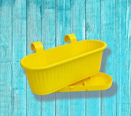 ZEONELY MART Hanging pots for Plants Balcony Railing (15 inch)  Multi- 4 Pcs