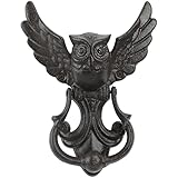 Earl Diamond Heavy Duty Cast Iron Owl Door Knocker, for Garden Wooden House Farmhouse, Home Décor Accessories (Rustic Black)