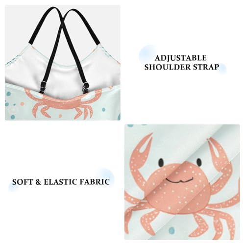 ZZKKO Cute Cartoon Crabs Starfish Girls Swimsuit One Piece Bathing Suit for Baby Girls' Swimwear 3-10T3