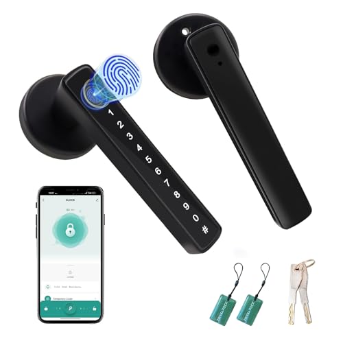 Smart Fingerprint Door Handle,keyless Door Lock with Biometric Entry, Mobile App Control, Black