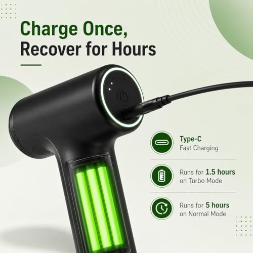 Image of Bouncefit MG-203 Portable Handheld Electric Massage Gun | Body Massager for Pain Relief | Massage Gun for Back, Leg & Full Body | 4 Speed Modes | Long Battery Life | 4 Specialized Heads For Full Body Pain Relief |Multicolour (A1-203)
