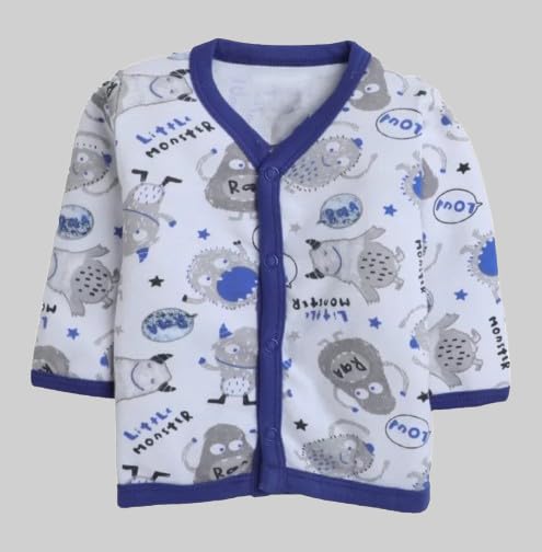Image of Baby Boys' & Baby Girls' T-Shirt Hosiery Cotton Clothing Full Sleeve Jhabla /Vest Front Open T- Shirt with Snap Buttons