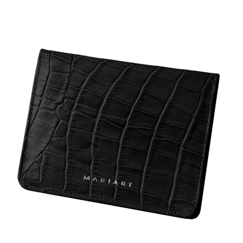 Carteira Feminina de Couro Bovino Legítimo p/Cartões, RG, CNH e Cédulas Dobradas Mariart 649 (Croco Preta)