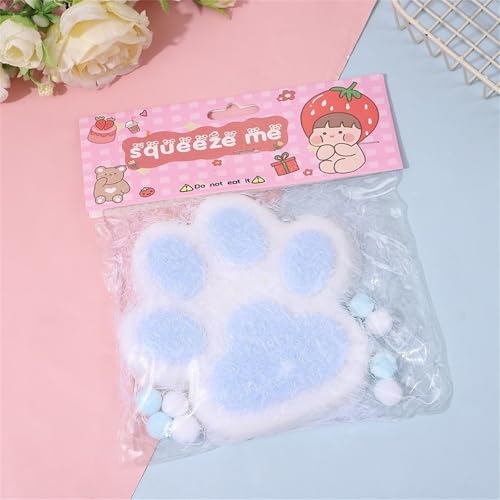 Squishy Pata de Gato Squishy Fufu Squishy Pata Grande Cat Paw Squeeze Toy Sentado Squishy Juguete para apretar con (14 cm, azul y blanco)