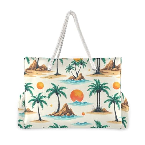 susiyo Palm Trees and Suns Beach Bags for Women Large Travel Tote Bag Waterproof Sandproof Lightweight Swim Pool Bag for Family Outdoor2