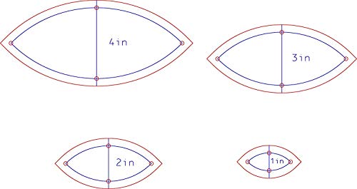 Orange Peel / Leaf Quilting Template Set, 4", 3", 2", 1" With 1/4" Seam Allowance #TOP5