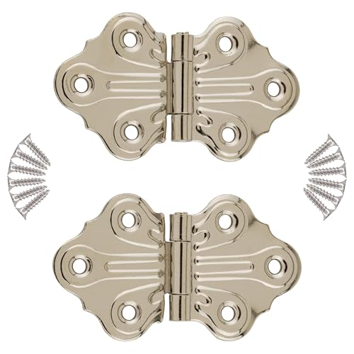Polished Nickel Butterfly Hinges - 2-7/8" x 1-11/16" - Pack of 2 - Decorative Surface Mount Hinges for Cabinet Doors, Cupboards and Boxes - UA-264-HPN (1)