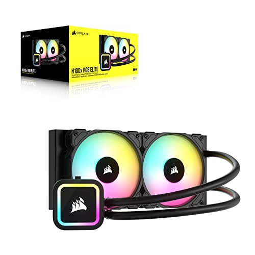 Image of Corsair H100x RGB Elite Liquid CPU Cooler For Desktop - 32 Dynamic RGB LEDs - SP120 RGB Elite Series PWM Fans with AirGuide Technology - Intel LGA 1700, 1200, 115X, 2066, AMD AM5 /AM4 Sockets - Black