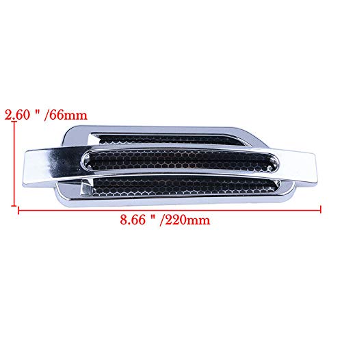 Riloer Car Side Airflow Grille Car Fender Vent Hood Chrome Silver Car Bonnet Air Intake Flow Vent Scoop Cover