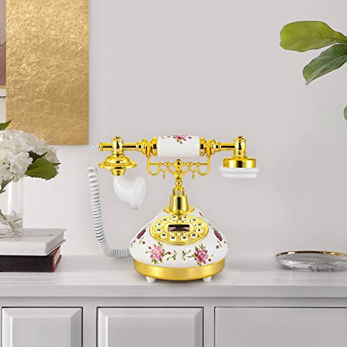 Dyna-Living Vintage Phone Retro Antique Telephone Old Fashioned Landline Telephones With Push Button Lcd Display Suitable For Home Decor, Office, Star Hotel Decoration #TOP6