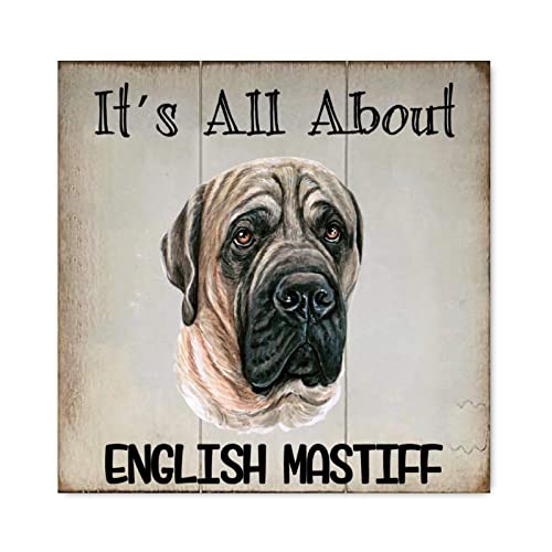 Panneau bois English Mastiff cadre lumineux suspendu objet déco salon maison