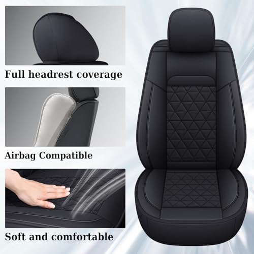 Image of Coverado Ram Seat Covers Full Set, Waterproof Ram 1500 Seat Cover Compatible with 2002-2026 Dodge RAM 1500 2500 3500 Crew Quad Cab with Curved Bench, Black