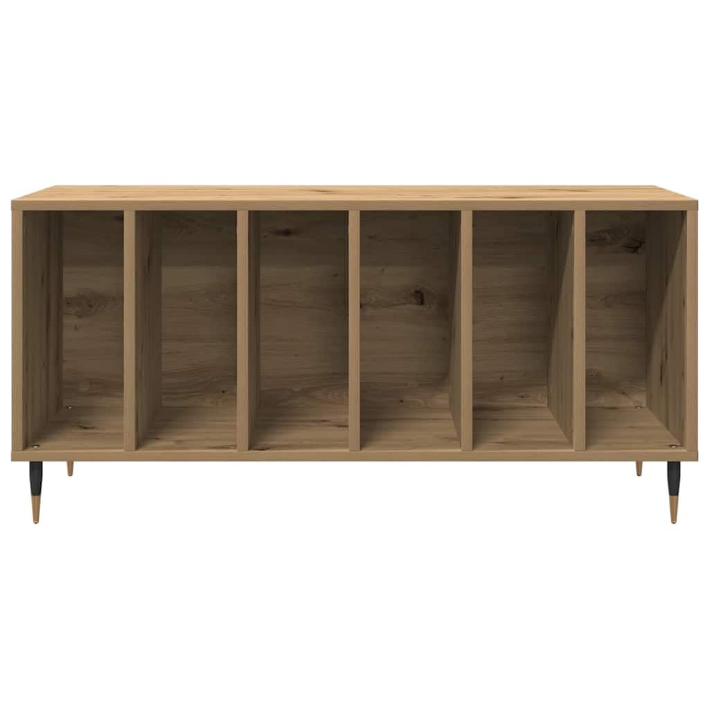 Armadio per dischi in vinile, con 6 scomparti, scaffale per dischi in vinile, in legno, per soggiorno, rovere Artisan, 100 x 38 x 48 cm