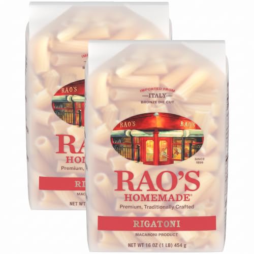 Rao's Homemade Rigatoni Pasta, 16oz, Traditionally Crafted, Premium Quality, From Durum Semolina Flour, Traditional Bronze Die Cut, Imported from Italy (Pack of 2)
