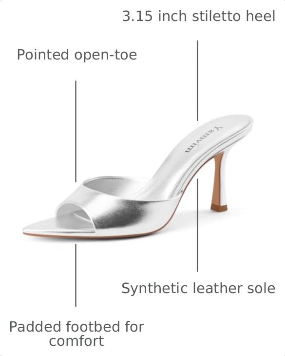 Image of Heel Mules for Women Pointed Open Toe High Heel Sandals | 3 Inch Peep Toe Slip On Backless Sexy Stiletto Heels for Party Wedding Daily Summer