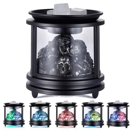 Dicimi Halloween Wax Warmer - Skull Wax Melter for Scented Wax Cubes & Essential Oils 4-in-1 Electric Warmer with Hot Plate Spooky Ghost Decor Gift