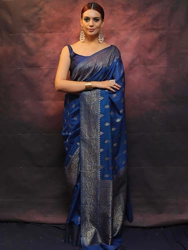 Image of Sugathari Women's Banarasi Saree Pure Kanjivaram Silk Saree Soft new ladies 2025 Design Wear Pattu Sarees Sadi Party Sari collections With Blouse Piece (San Pari-223)