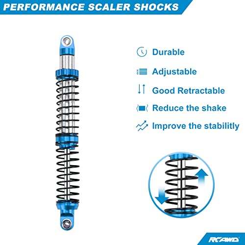Rcawd 110Mm Shock Absorber Damper Universal For A Lot Of 1/10 Rc Hobby Cars, Full Aluminum Rc Shock Upgrades , 7075 Adjustable Shocks With Spring 4Pcs Hop Ups Parts Blue #TOP4