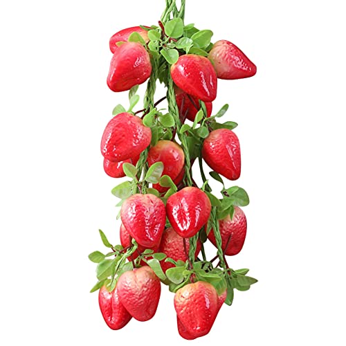 Baozoon 5 Bunches Of Realistic Fruit Hanging Strings 20 Pcs Peach Mango Strawberry Apple Pomegranate Artificial Fruit Skewer Farmhouse Background Wall Pendant Party Decoration Model Props #TOP18