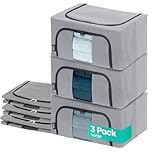 LIVIVO Set of 3 Storage Bags Boxes Organiser Double Opening Zips Clear Windows – Great for Storing Duvets Blankets, Bedding, Clothes Towels, Sweaters Toys - 24L Under Bed Closet Wardrobe Box