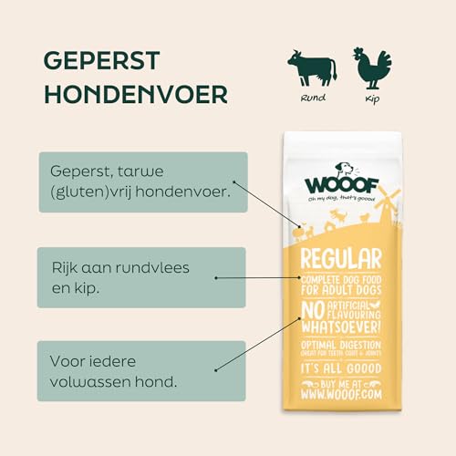 WOOOF regular 18KG - Geperst hondenvoer - Geperste hondenbrokken - Droogvoer - 18KG