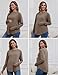 Bhome Maternity Shirts 3 Packs Long Sleeve Pregnancy Tops Loose Fit Casual Blouses with Thumb Holes,Black/Brown/White
