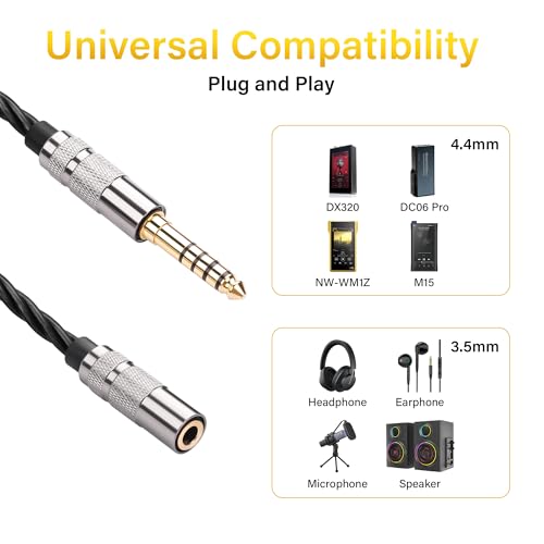 Cable adaptador audio 4.4mm macho a 3.5mm hembra 15 cm miniatura 2